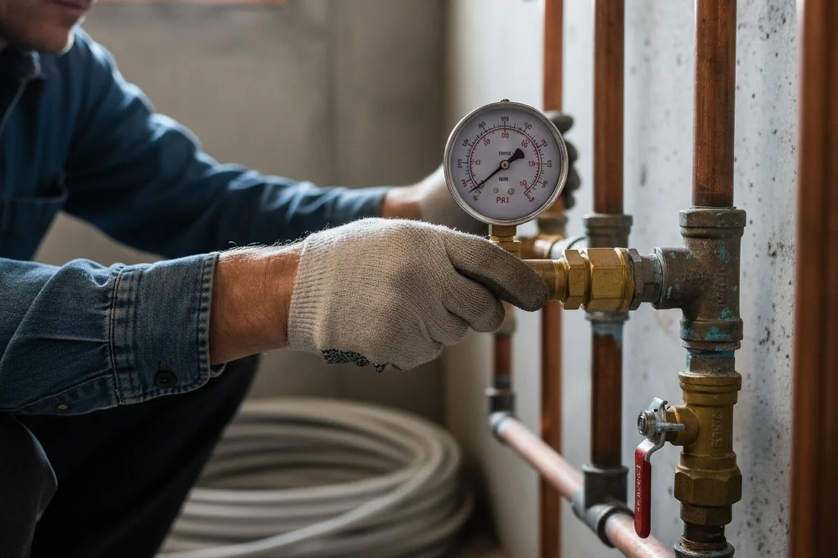 Pressure testing a repaired line during Water Line Repair in West Finley